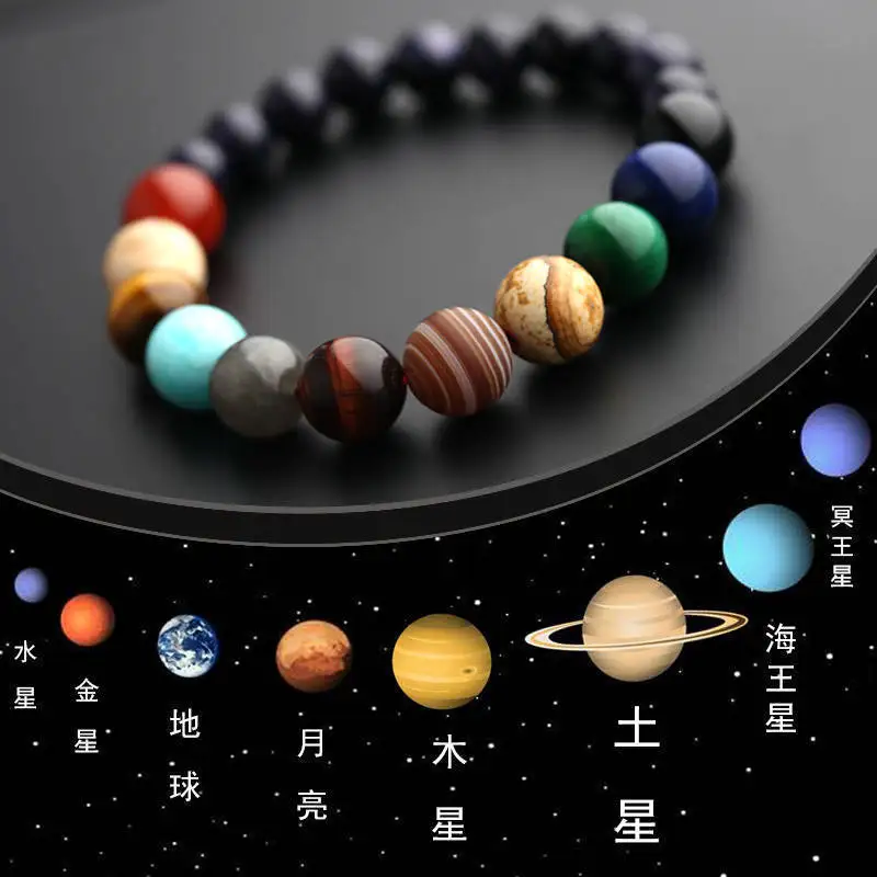 Secret Universe Galaxy Planets Black Lava Stone 7 Chakra Bracelet Rock Bead Elastic Natural Stones Gemstones Bracelets & Bangles