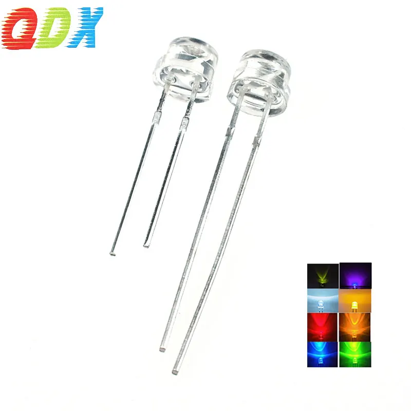 Water Clear Round Hat Led Diode Red Blue Green Yellow White Warm White Pink Color 5mm Straw Hat Led diodes led for lamp
