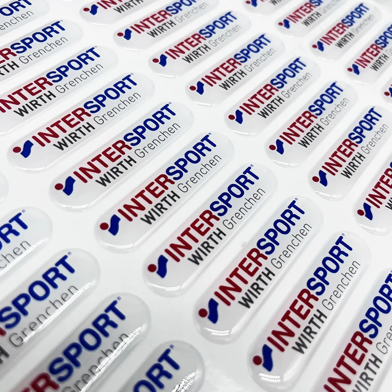 Wholesale Customized Adhesive Business Logo Printing Resin Crystal Stickers Brand Design Epoxy Stickers