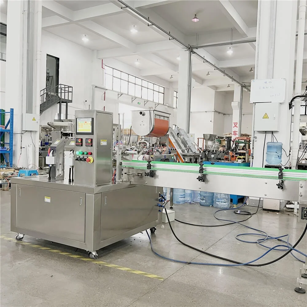 bubble gum filling plastic can filling cup shape external packing filling and sealing machine