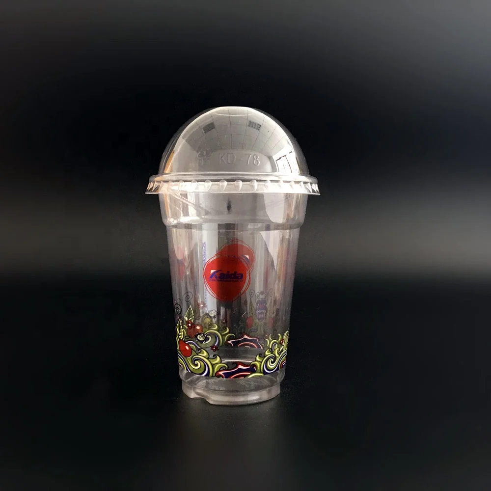 9oz 250ml disposable eco-friendly plastic kiwi juice milkshake  iced coffee cups with lids