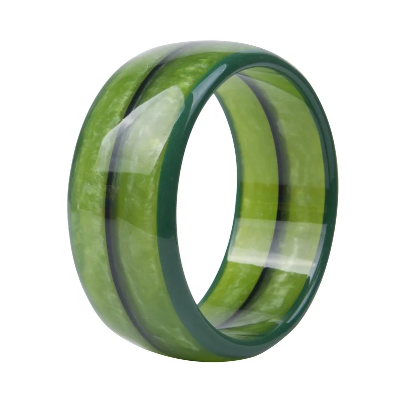 2019 Cheap Price Wholesales Jade Colour Resin Bangle Jewelry Multicolor combination Stripe Wide Bangle Jewelry