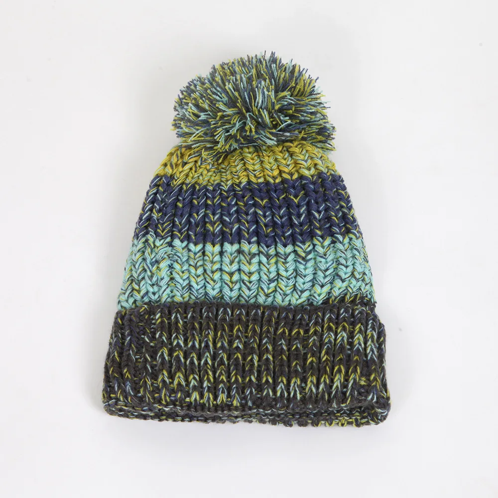 Rainbow autumn winter knitted woolen custom logo print embroidered acrylic assorted Color wholesale unisex Warm cuffed Beanies