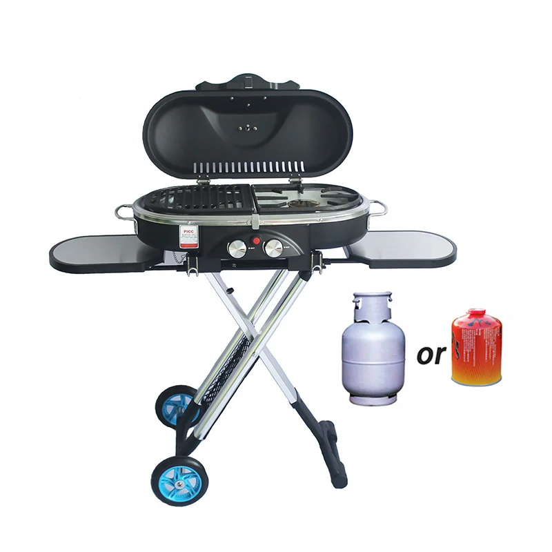 Amazon hot selling good quality Camping Trolley Barbecue Grill Outdoor Portable Foldable Gas Electronic Parrilla