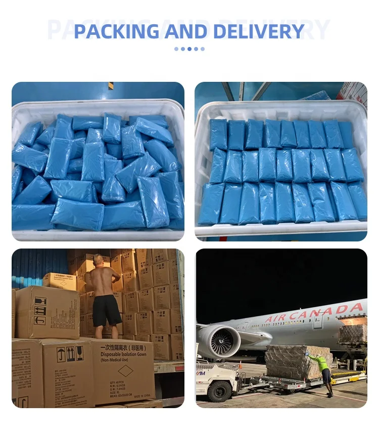 Factory Wholesale ASTM F1670 disposable CPE gown with tumb loop 510K blue apron dentist for Hospitals