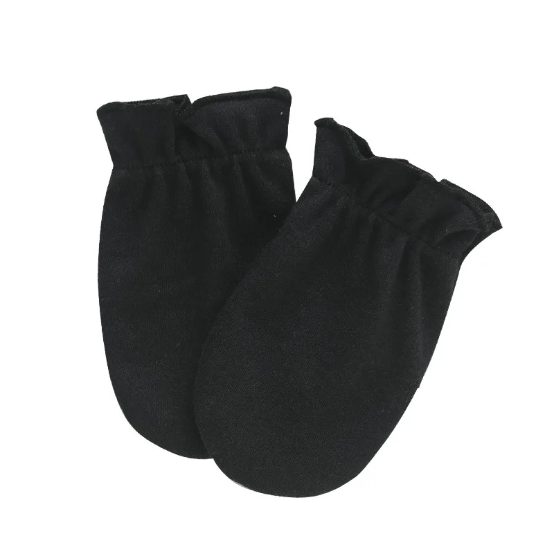 Wholesale Plain Soft Cotton Gloves Winter Scratch Hand Solid Color Babi Newborn Baby Mittens Glove