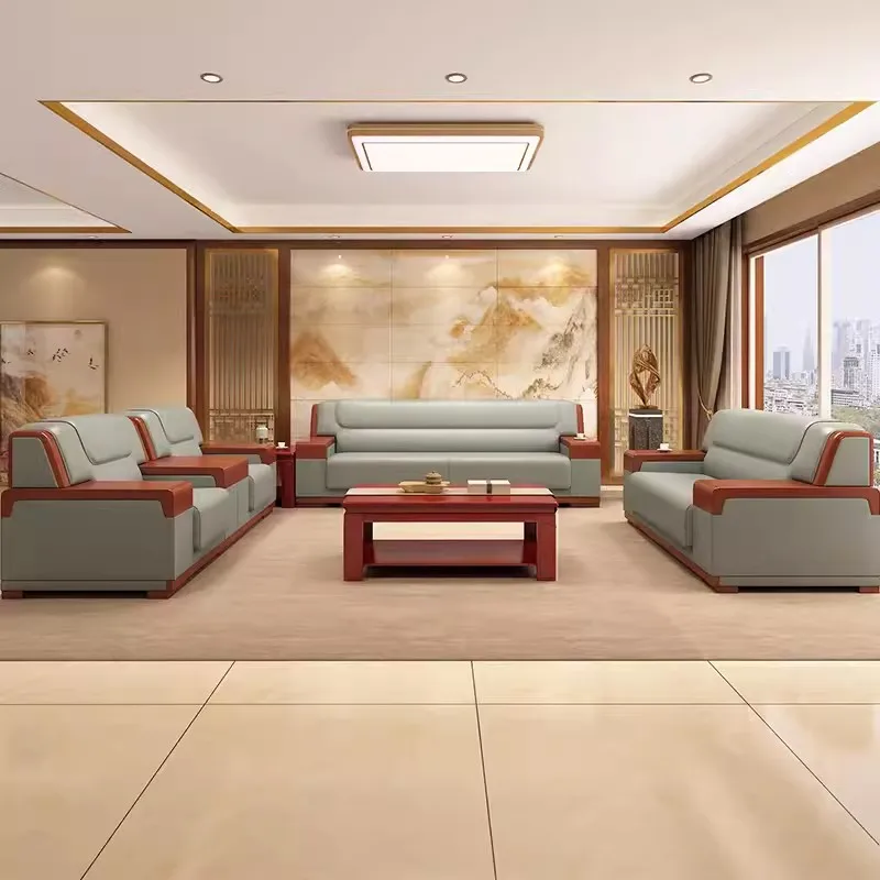 Hot Sales Office Sofa Leather Sofa Simple Chinese Comfortable Business VIP Reception Meeting Room Boss Office Sofa Sets Modern