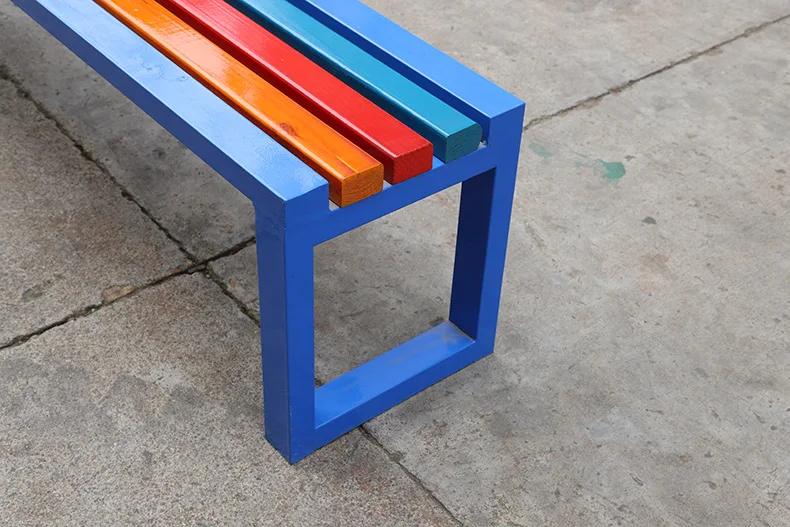 Gym changing locker room long chair metal wood surface waterproof rest park bench chair