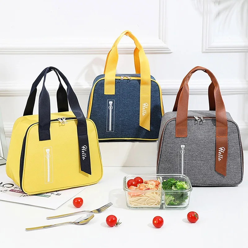 1PC Oxford Fresh Cooler Bags Waterproof Nylon Portable Zipper Thermal Lunch Bags Women Convenient Lunch Box Tote Food Bags