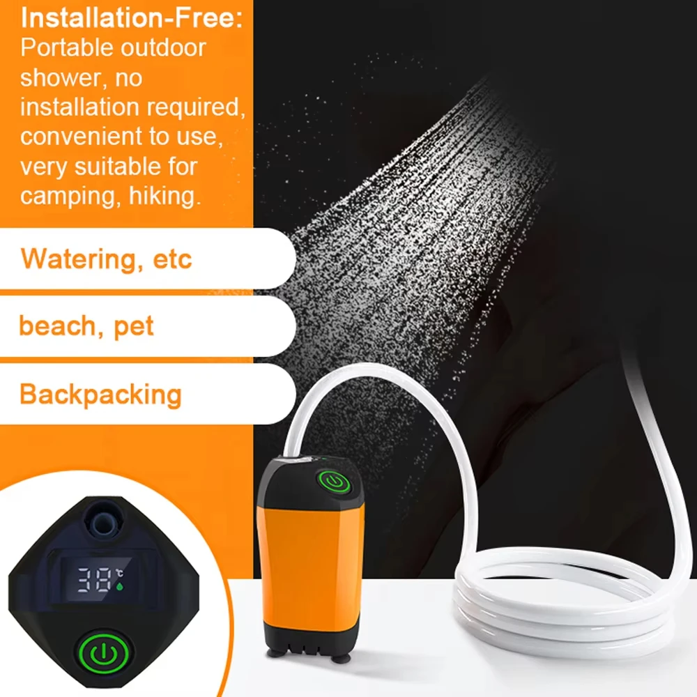 Portable 20L Capacity Electric Shower Pump for Outdoor Camping Hiking Pet Bathing & Car Wash for Shows & Events