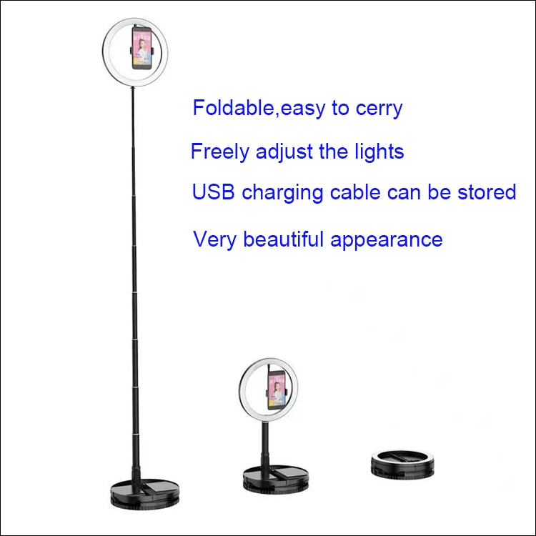 Foldable 10 inch LED Ring Light for Makeup Photography Video