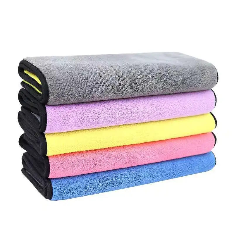 100%Microfiber Towel set Car Cloth Warp Weft Knitting Quick Dry Sports Gym Print Double Face Kitchen Cleaning Glass