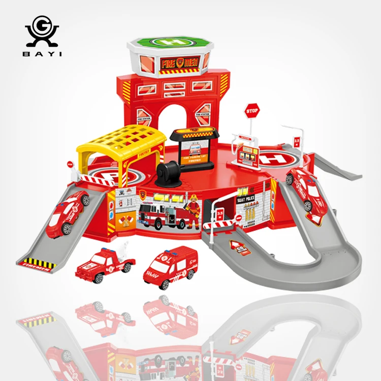 Детские развивающие игрушки «сделай сам», пожарная станция из сплава, трек, парковка, железнодорожные игрушки из сплава