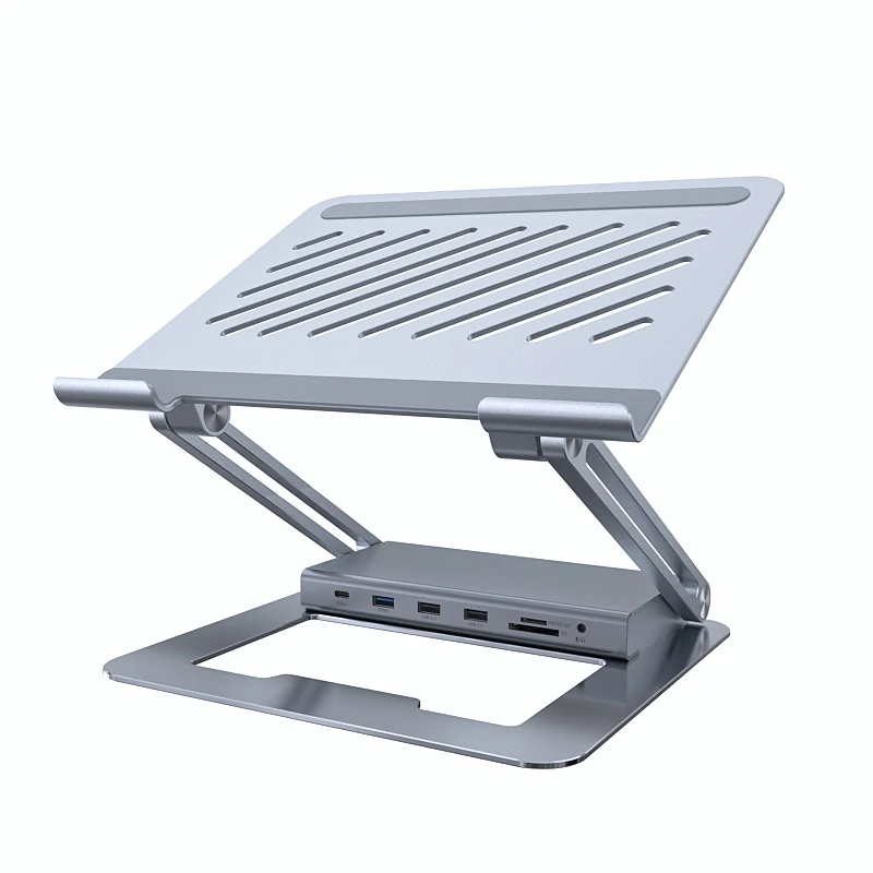 Ergonomics Laptop Stand with USB-C Dual Display 13-in-1 DisplayLink Docking Station