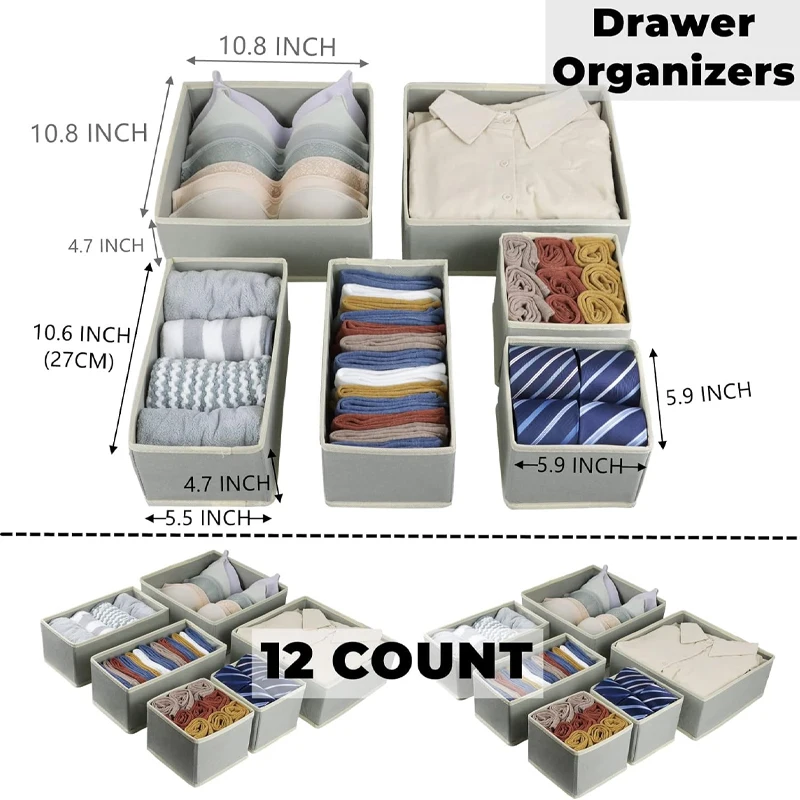 Beige Color Clothes Underwear Storage Drawer Organiser Divider Clothes Storage Box