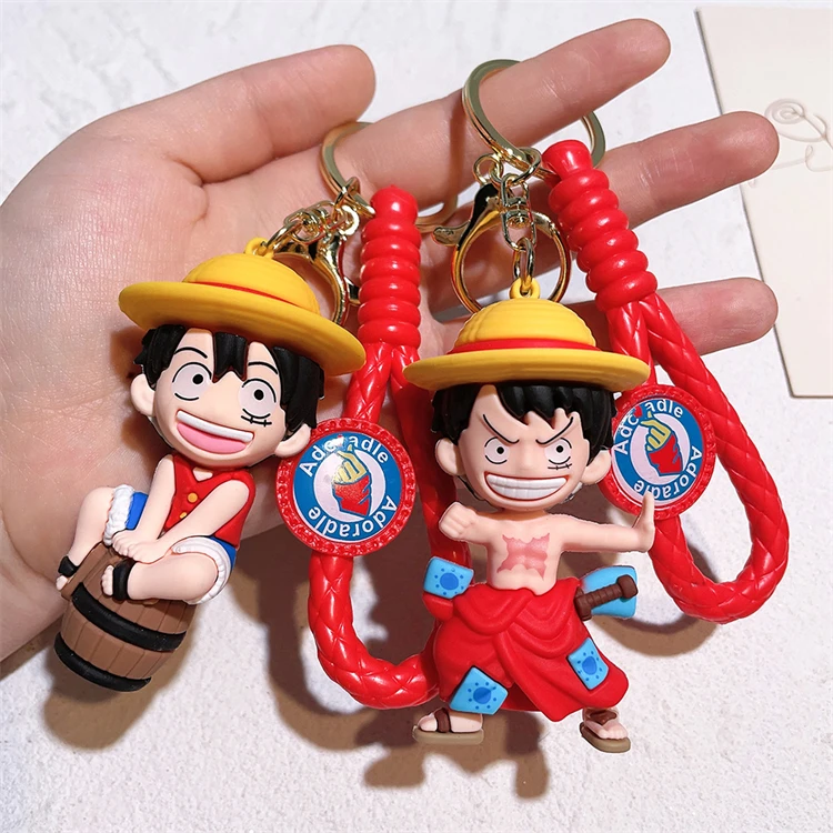 Wholesale 3d Japan Anime one Character piece Keychain Rubber Cartoon Pendant gift Luffy Key chains Pvc Keychains