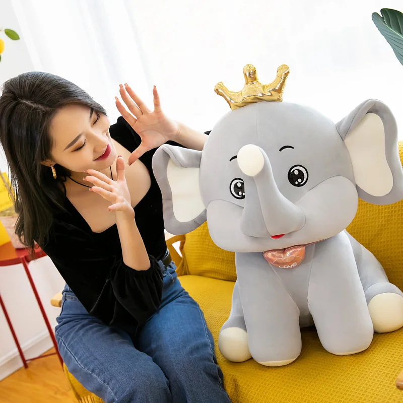 Claw Machine 8inch Crown Elephant Doll Plush Toy Girl Heart Bed Sleeping Pillow Children Wholesale Mini Crane