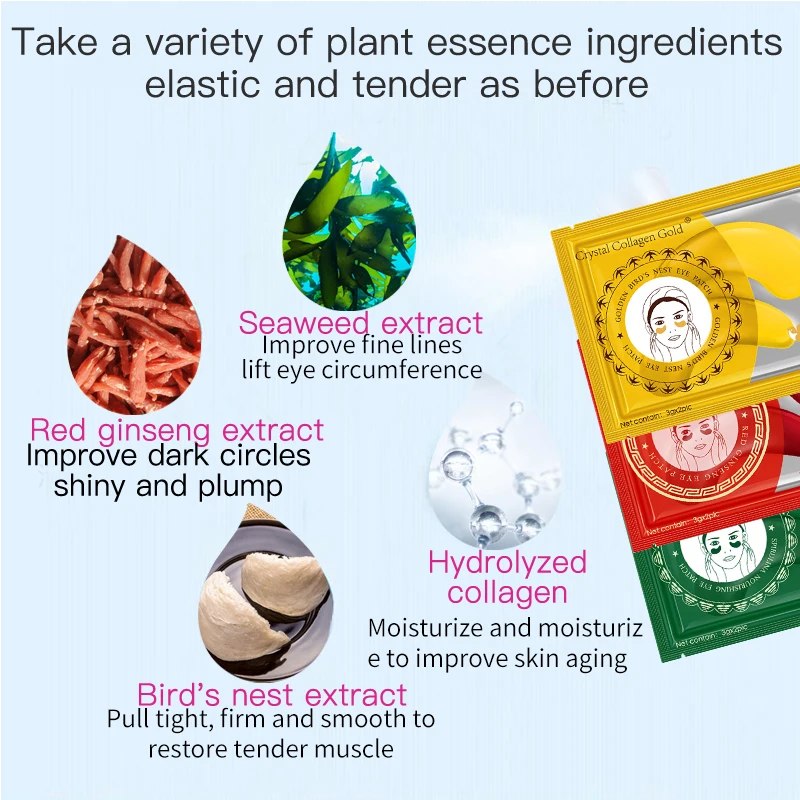 Eyes Care Nourishing Wrinkles Remover  Reduce Dark Circles Custom Gel Collagen Under Eye Eye Patch