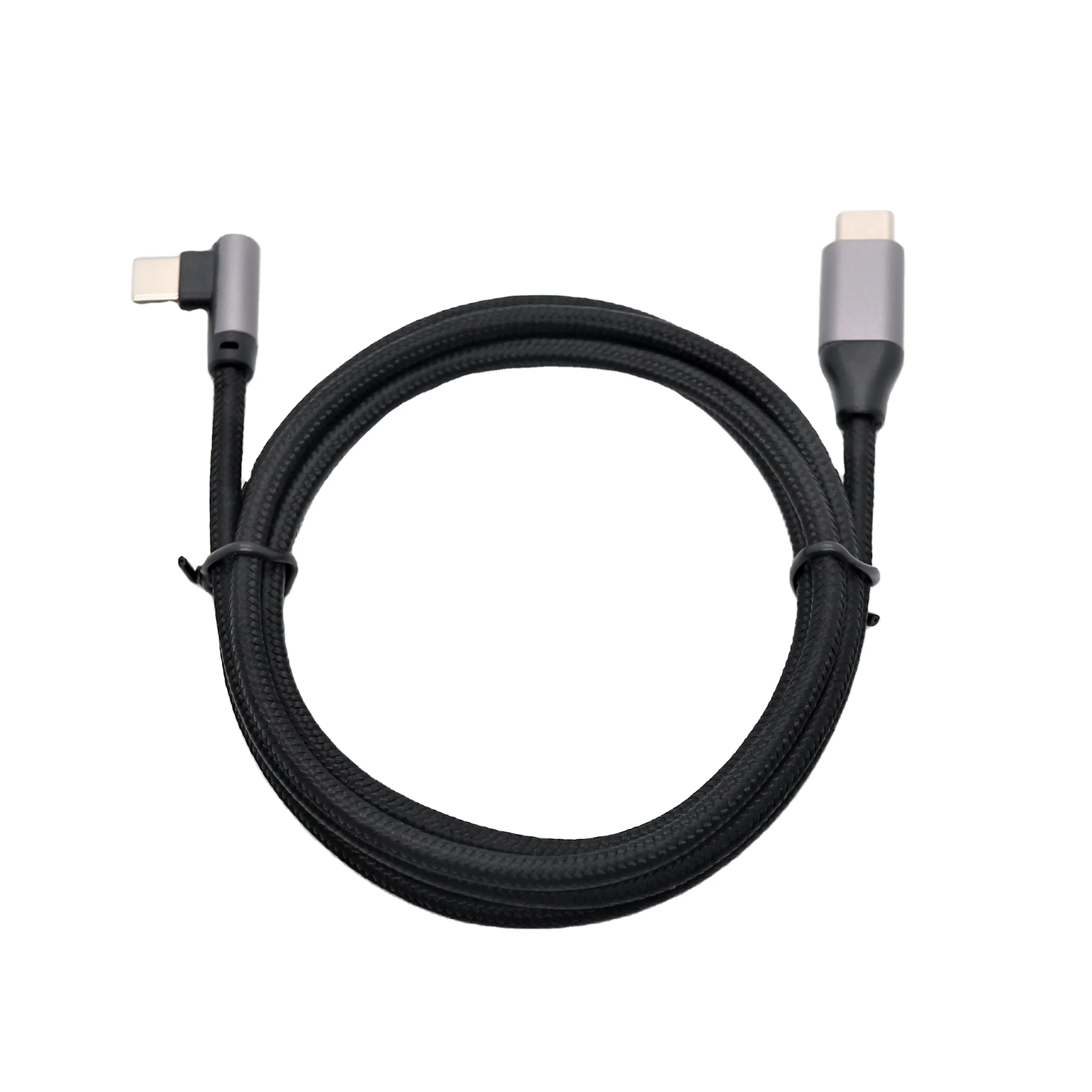 with outer woven mesh  male aluminum shell straight to curved  Fast Charge Data USB C Type C cable