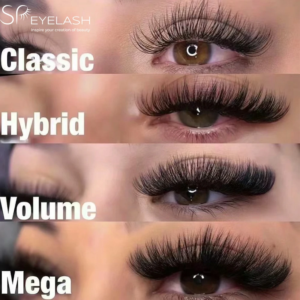 SP EYELASH Wholesale 0.03 0.05 Korean Pbt Matte Dark Black Volume Lash Supplies 5-25mm Individual Cashmere Lash Extensions Trays