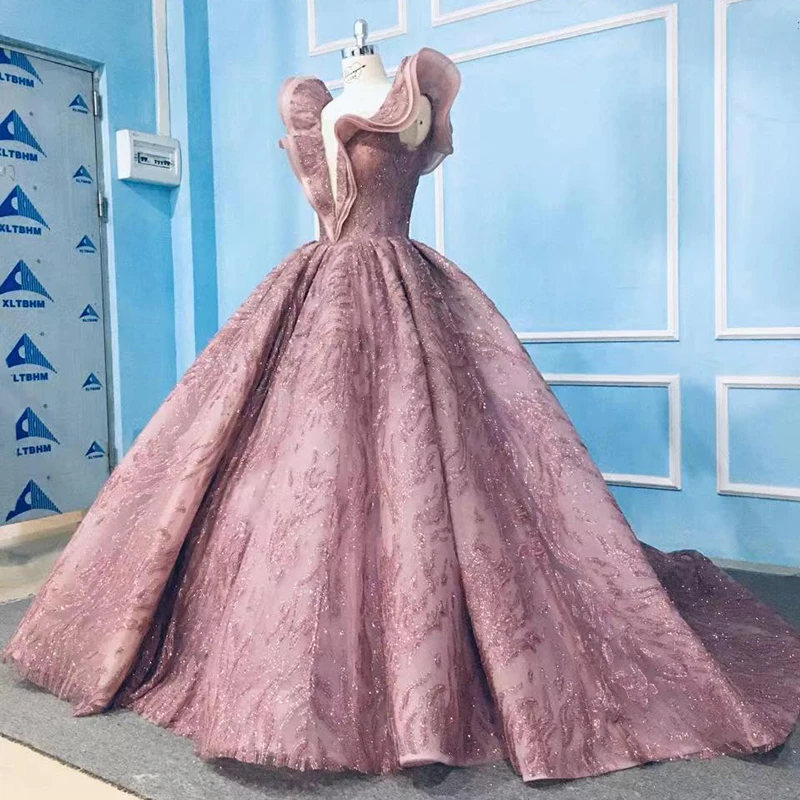 9777 New Design Fashion Pink High Quality Lace Embroidered Backless Long Evening Dress