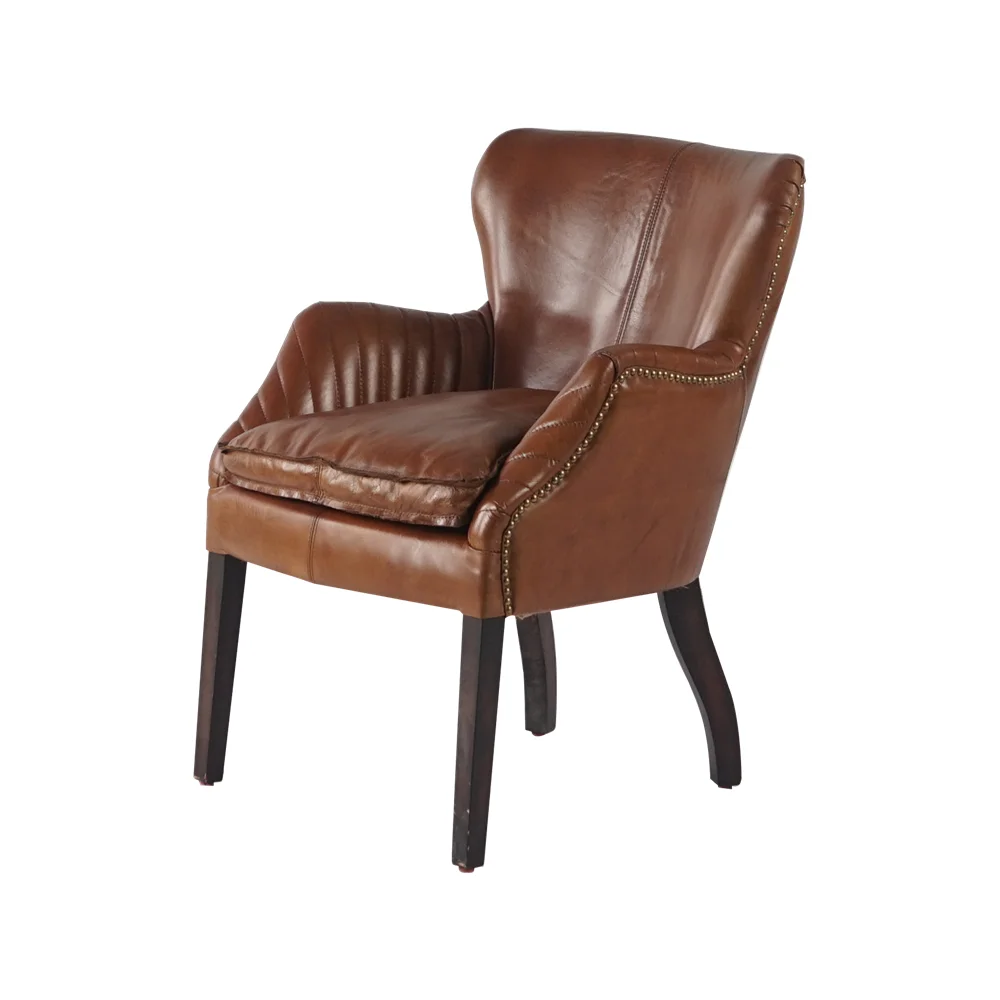 home furniture upholstery antique leather dining chair retro vintage brown leather rustic wooden dining room armchairs