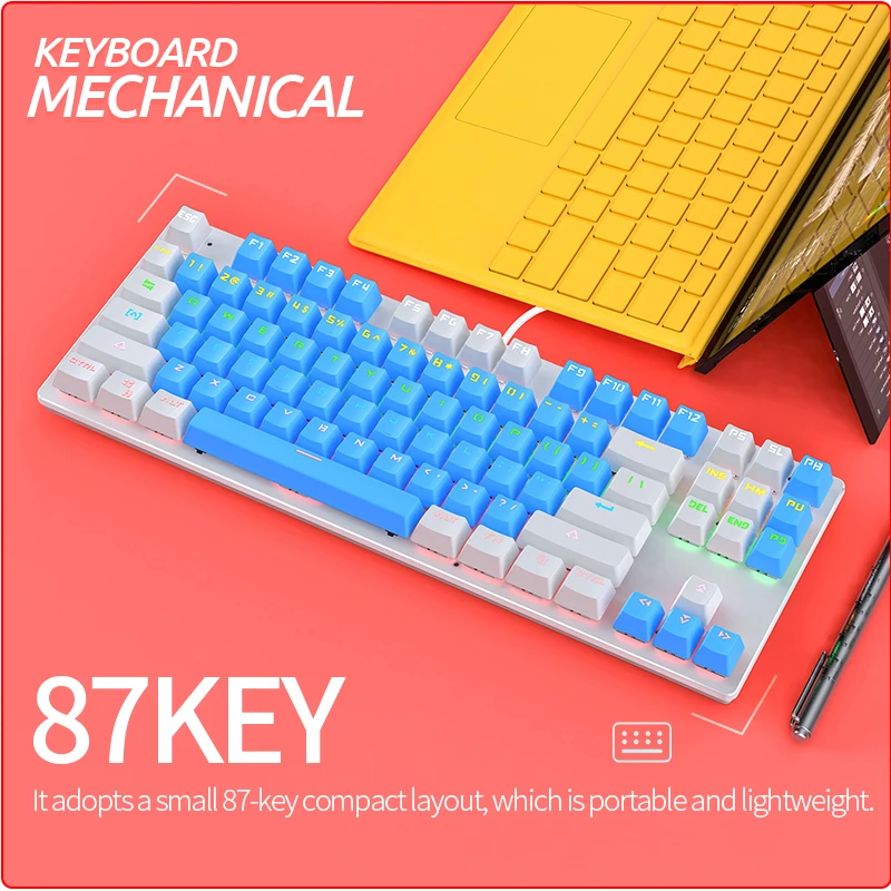 87 Keys Blue Switches Backlit Gamer Rgb Backlighting Mechanical Gaming Keyboard OEM/ODM Keyboard keyboards