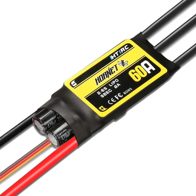 Бесщеточный контроллер Hornet 60A ESC 2-6S SBEC Hobbywing для радиоуправляемых FPV квадрокоптеров самолетов вертолетов