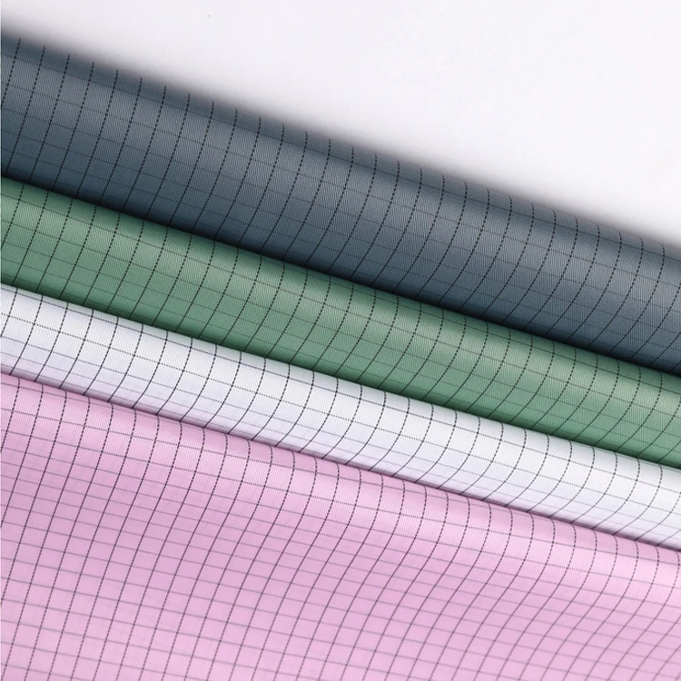 Китай Оптовая полиэстер антистатические электростатические ткани одежды розовый белый светло-голубой цвет антистатические полосы ткани