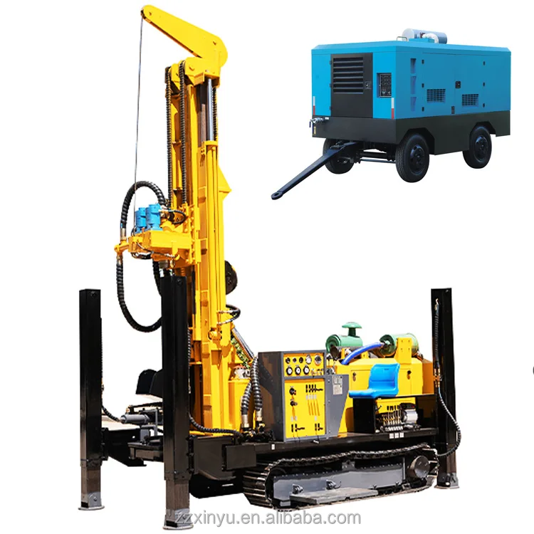 CE certificate Hard Rock 200m Water Well Driller Working With Air Compressor