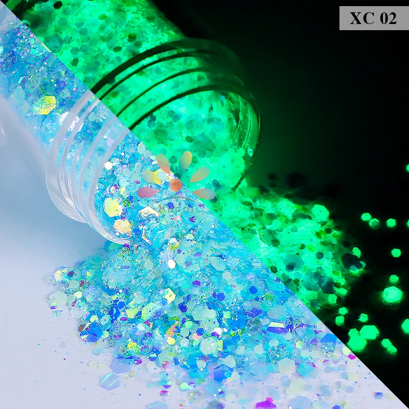 Free sample 12 Colors Nail Art Glitter Epoxy resin DIY Craft Glitter Glow in the dark glitter