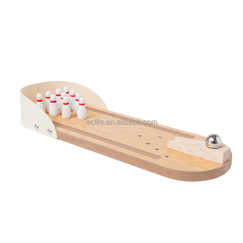 Wholesale Family Party Portable Board Games Desktop Toys Indoor Wooden Mini Bowling Game Set