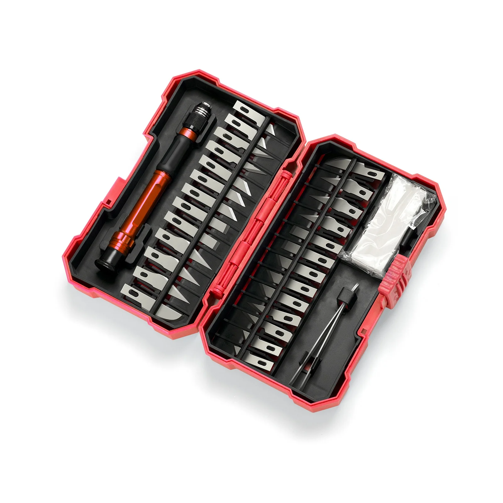 Aluminum Overmolded Plastic 29PC Precision Craft Knife Set For Scrapbooking