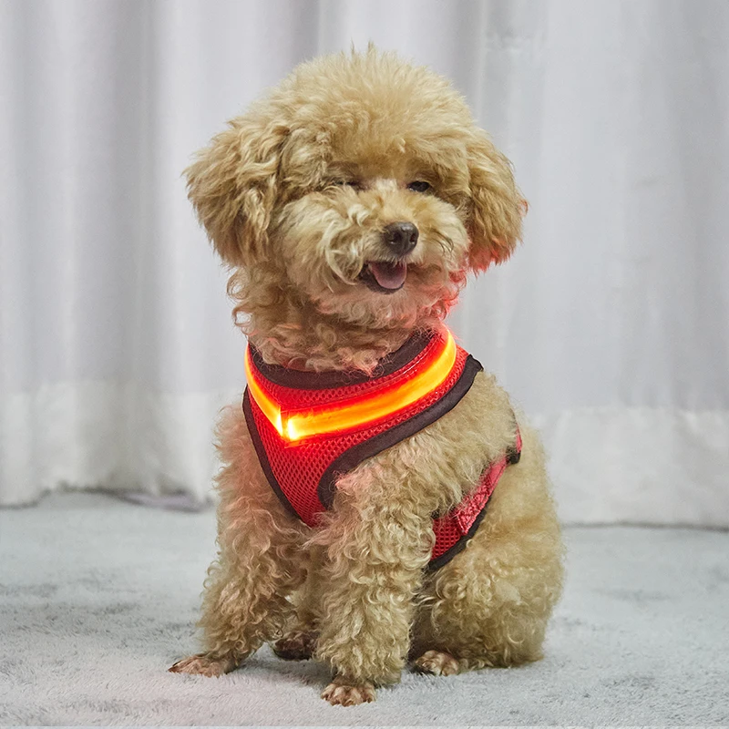 Light Up Dog Harness USB Rechargeable Reflective Dog Vest Led Dog Harness with Comfortable Padded Suit
