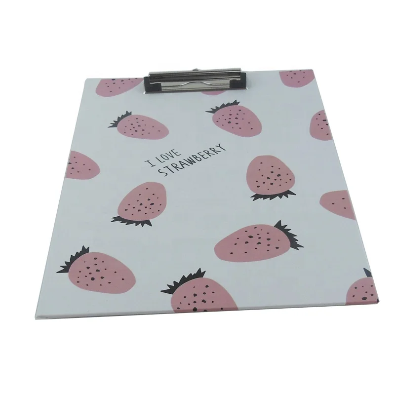 
creative custom printed pink personalized standing clipboard with steel metal clamp for girls 