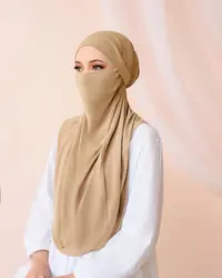 Custom Logo Premium Cotton Instant Hijab Malaysia Women Hijab Scarves 3 In 1 Instant Hijab