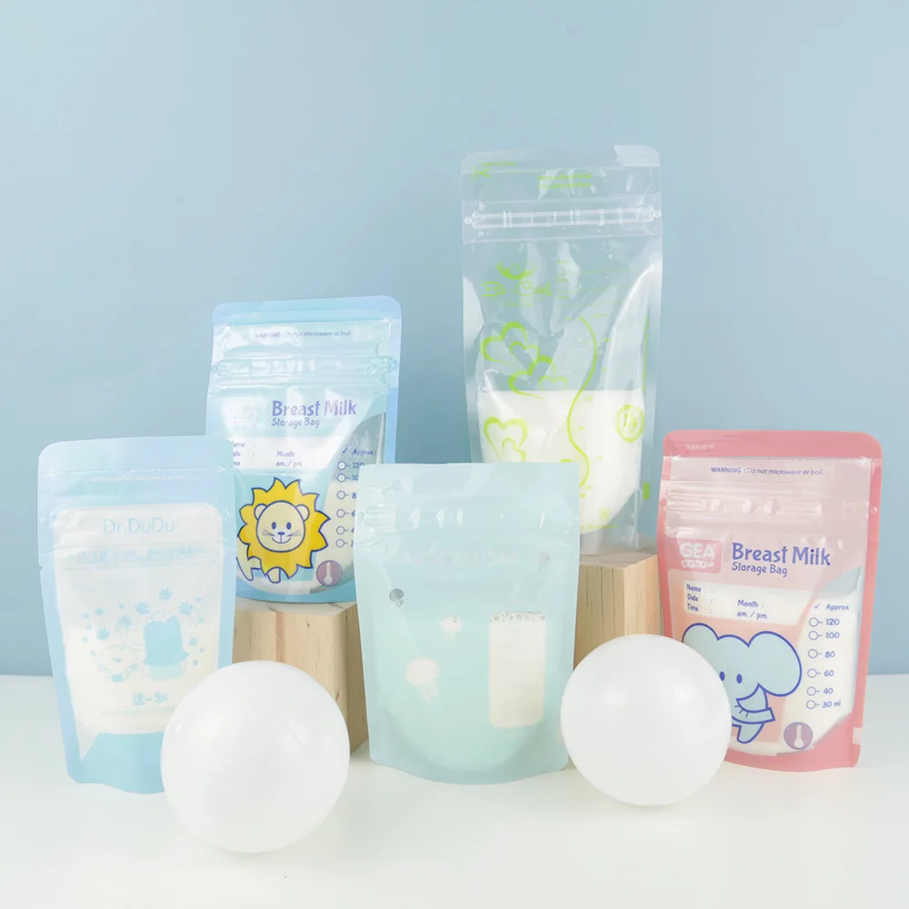 Easy To Use Breast Milk Storage Bag Freezer Organizer Bulk Freezing Heating And Feeding 6 Ounce Baby Milk Storing Bags