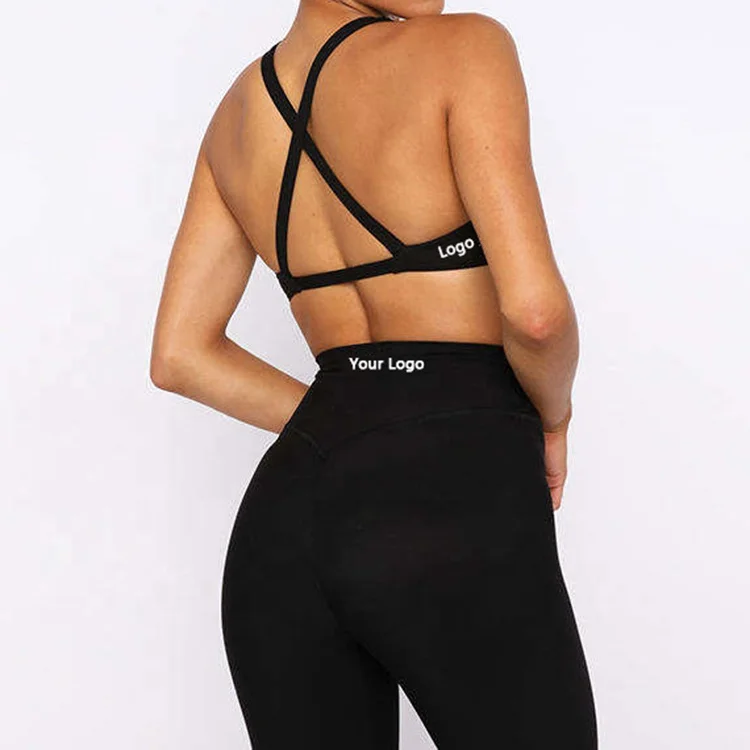 E220265 Custom Yoga Wear Sports Bra Custom Logo Fitness Sexy Cross Back Hot Selling In Yoga Bra Front Twist For Summer