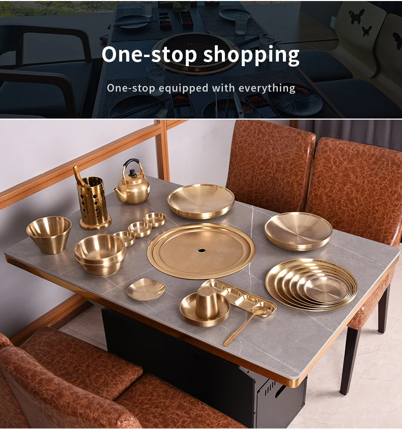 Square Hot Pot Dining Table Restaurant BBQ Table  artificial marble top slate commercial korean bbq grill table