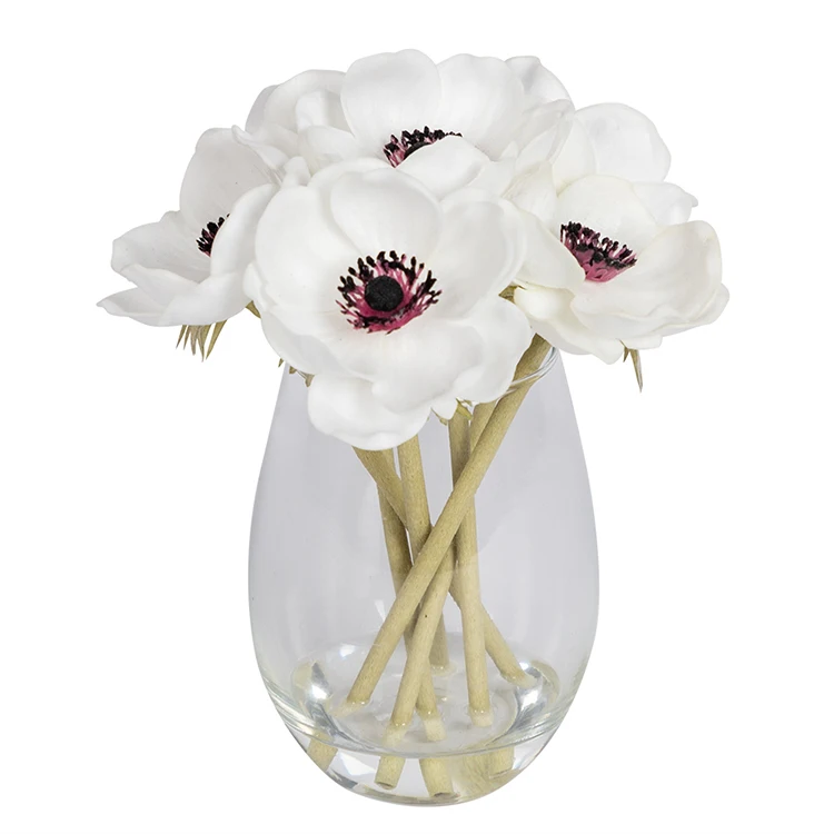 Co-Arts Flowers Home Anemone White Cherry Blossom Silk Sakura Artificial Flower In Glass Vases Crafts Decoration Flowers