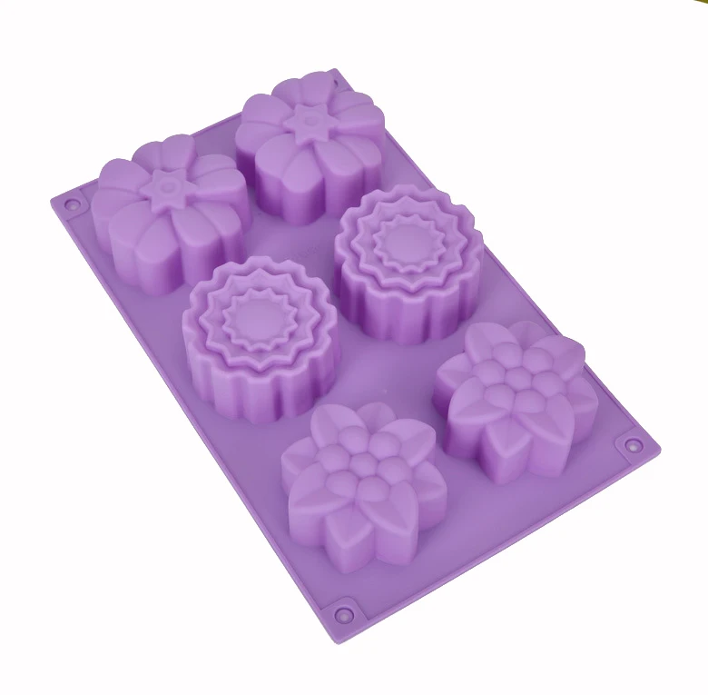 Moon Cake Molds Aromatherapy Plaster Molds 6 Even 3 Groups Different Flower-shaped Silicone Custom Logo Moulds Pink Cake Soap