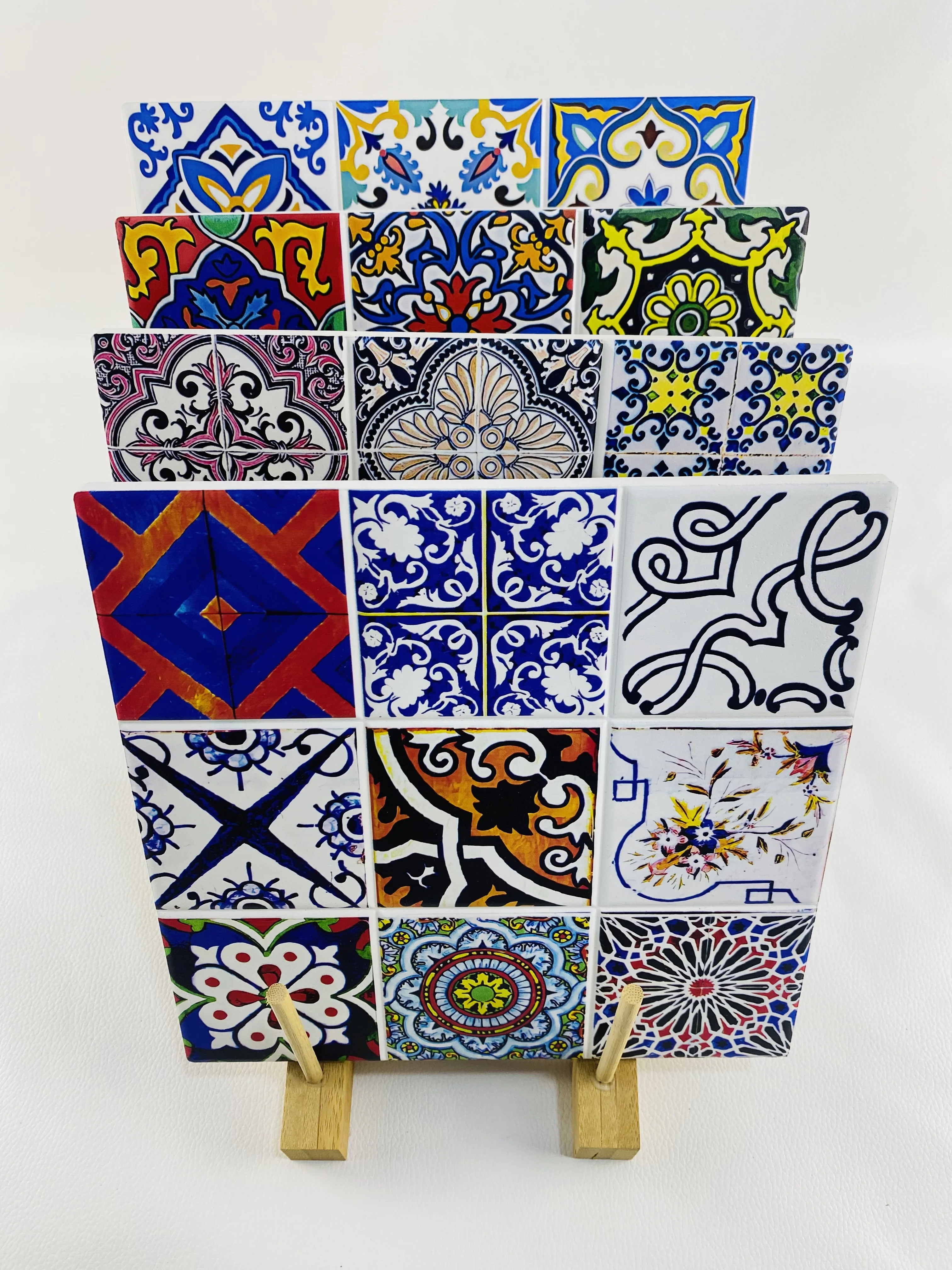 Square non-slip heat resistant custom oem design ceramic trivet coloring placemats dining table hot pot mats&pads for hot dishes