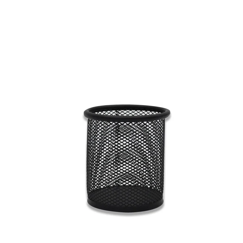 Pencil Holder 4 Compartments Black Metal Mesh Desk Desktop Organizer Office Pen Holder