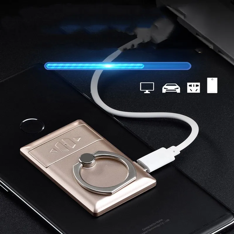 Custom Logo Rechargeable USB Electrical Cigar Lighter With Phone Ring Holder For Mobile Phone