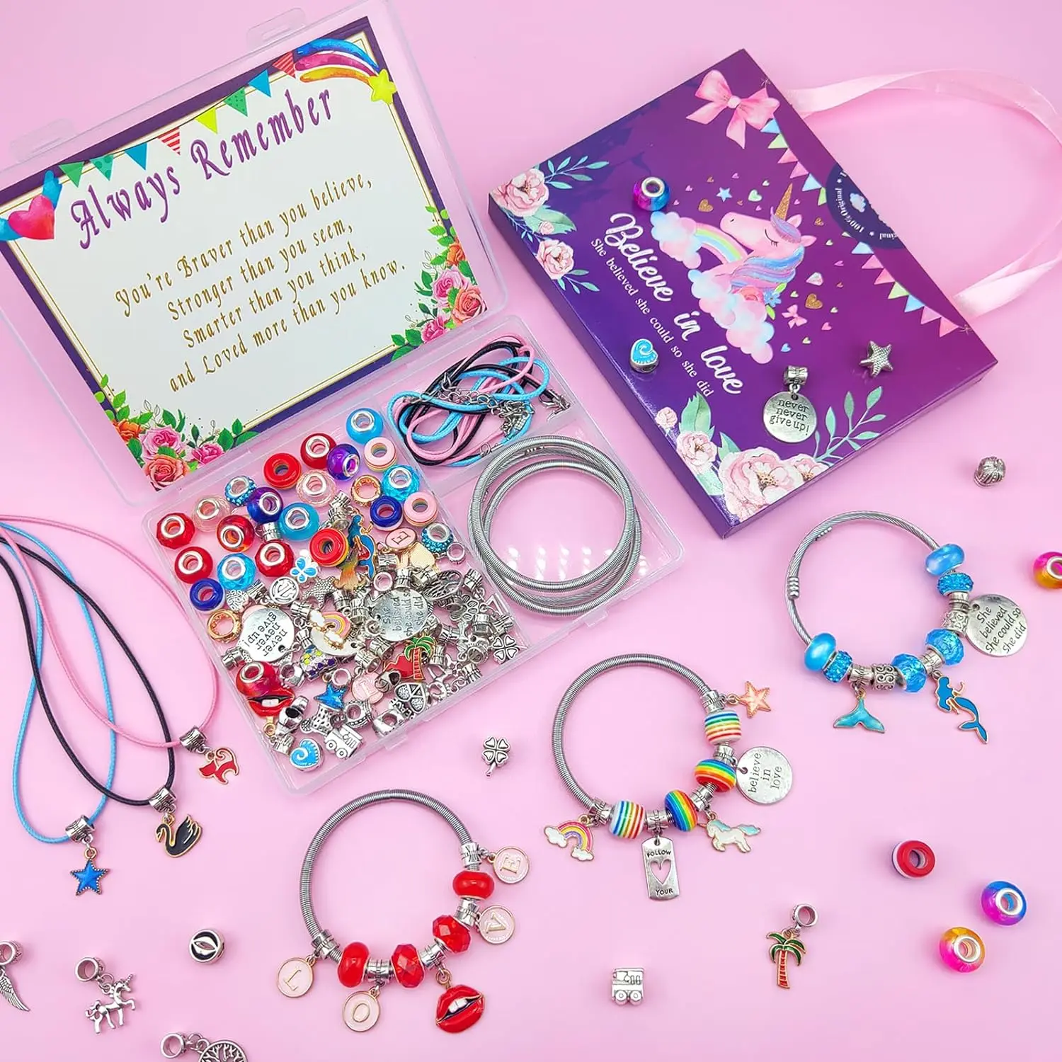 Theme customized Bracelet Making Kit,Jewelry Making Supplies Beads,Unicorn for Girls Teens Age 5-12 Mermaid Crafts Gifts Set