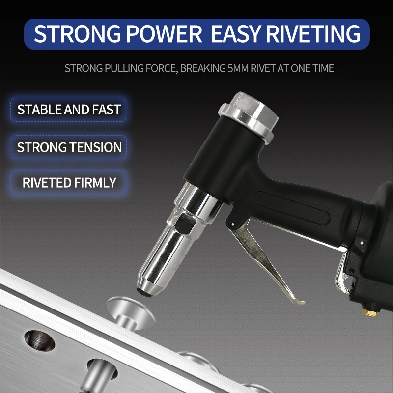 
Heavy Duty Labor-saving Air Hydraulic Drive Riveter Professional Pop Pneumatic Riveting Gun Rivet Tool with 1/4' Nose Pieces 