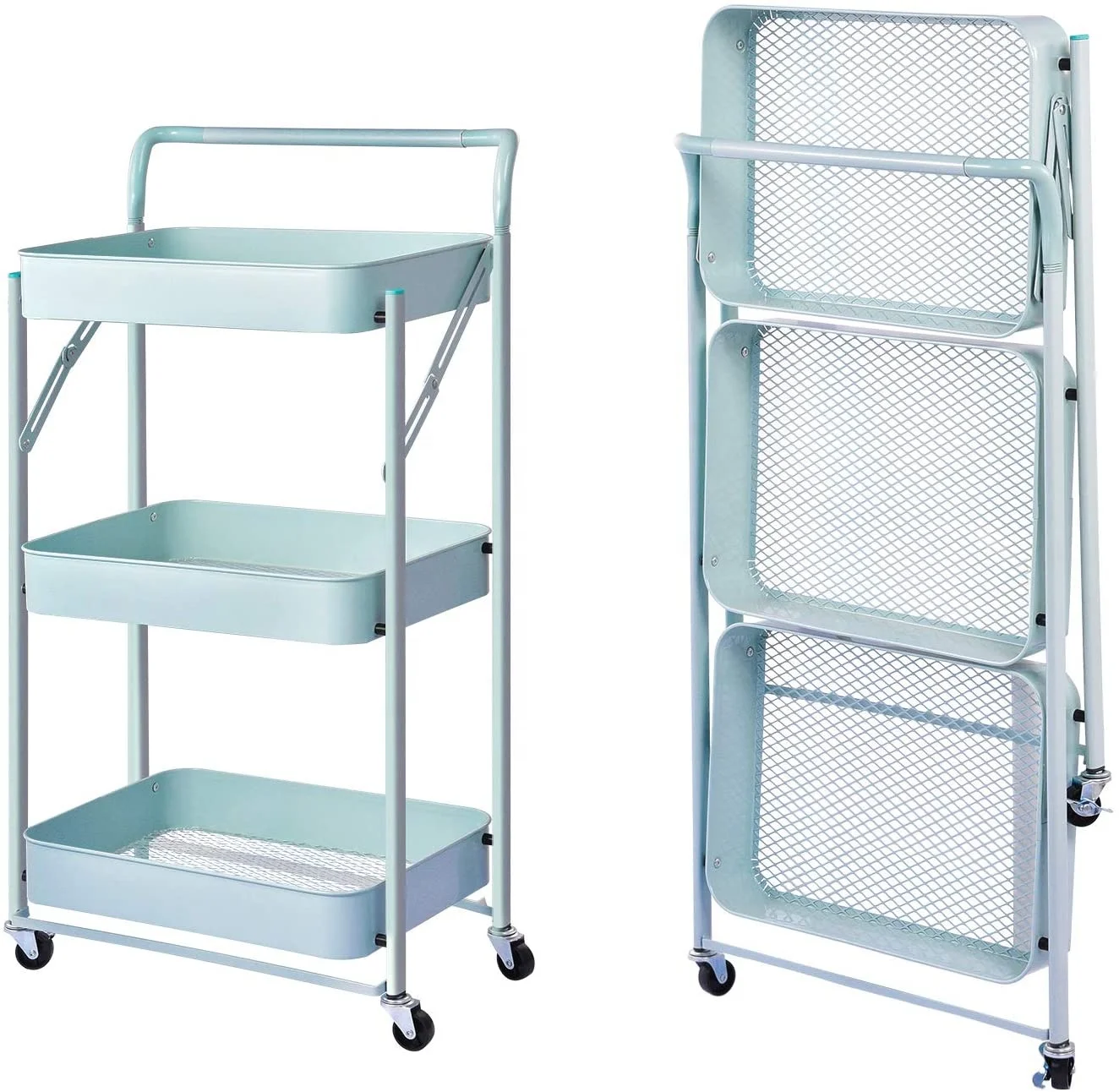 3 Tiers Movable Home Kitchen Organizer Rolling Tool Storage Racking Trolley Utility Carts