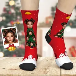 MOQ 1 Custom Print Hosiery Couple Christmas tree Funny Socks 3d Photo Face Socks Christmas sublimation 360 printing Socks