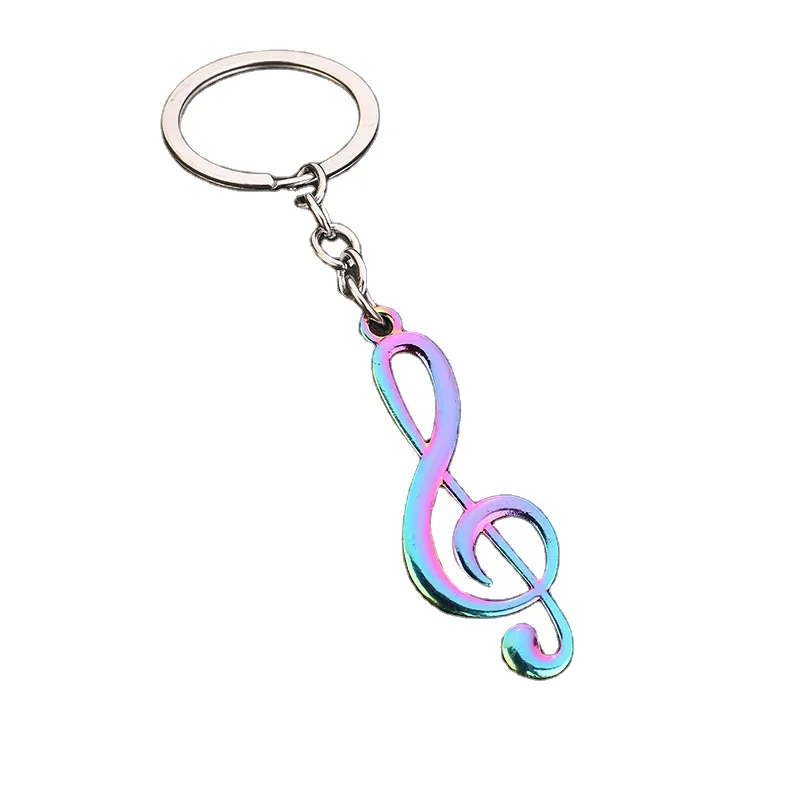 Stylish Creative Music Symbol Pendant Keychain Cute Custom Logo Metal Keychain Durable Zinc Alloy Material