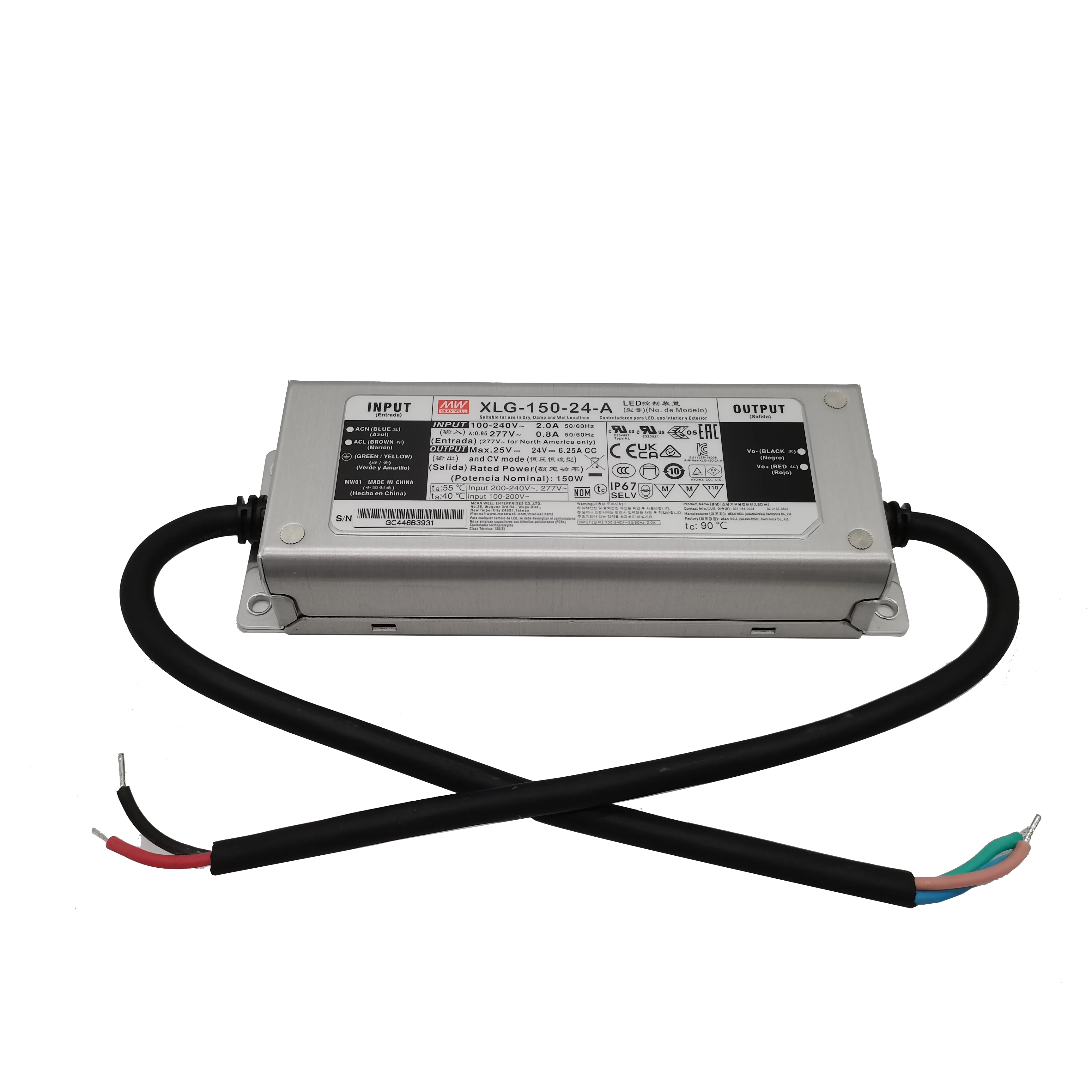 Original Meanwell LED Driver XLG Series AC/DC Driver IP67 Mean Well Constant Power Mode With DALI-2 LED Driver Warranty 5 Years